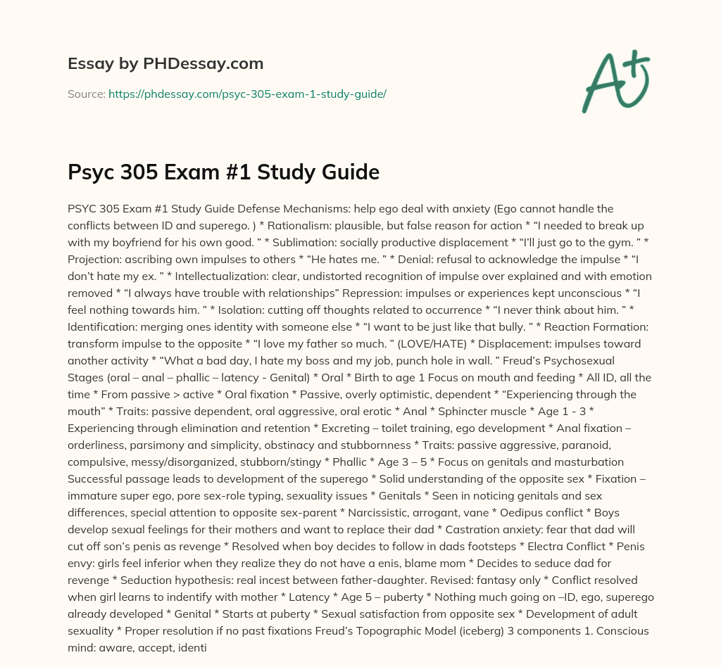 Psyc 305 Exam #1 Study Guide essay