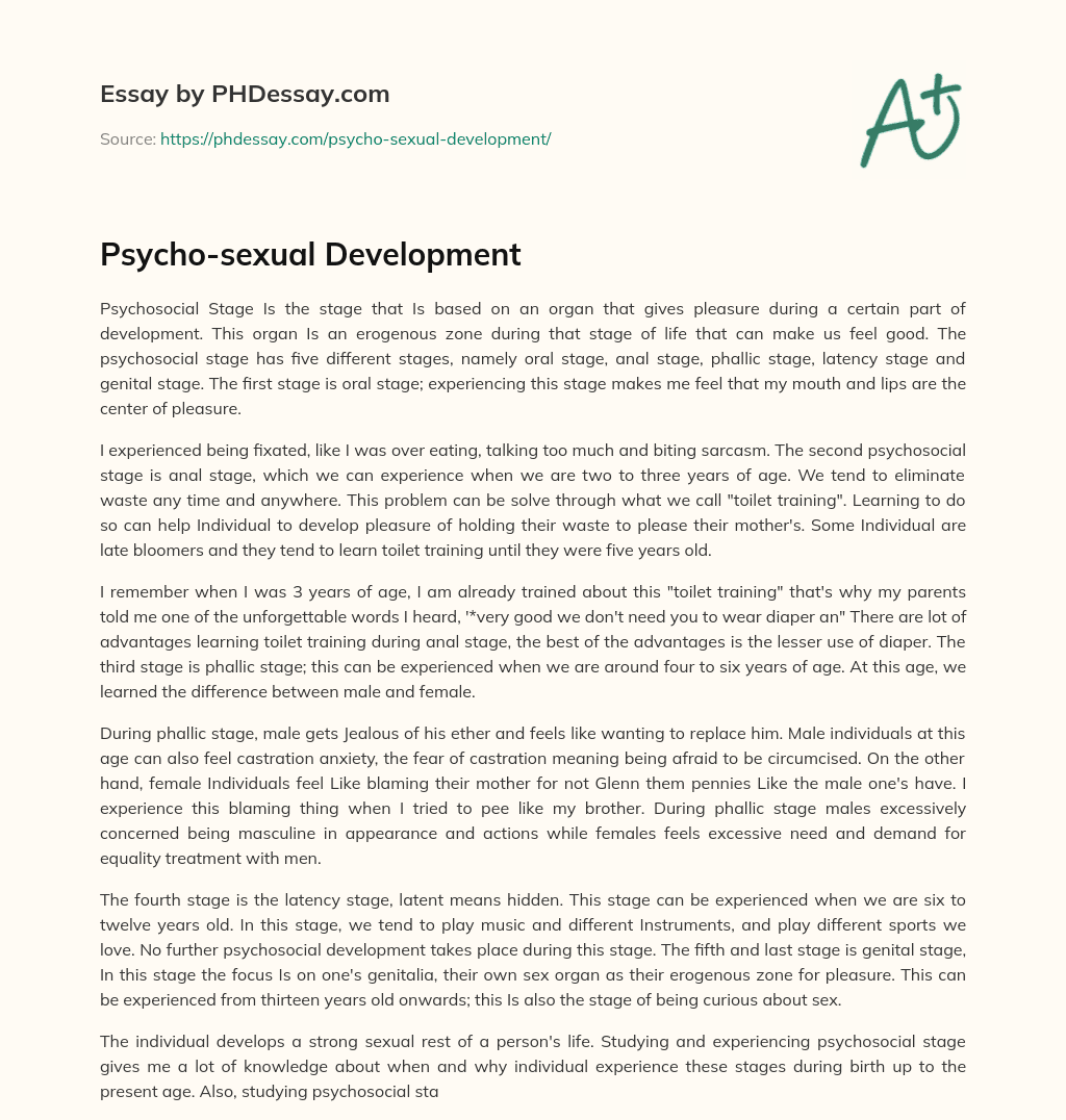 Psycho-sexual Development essay