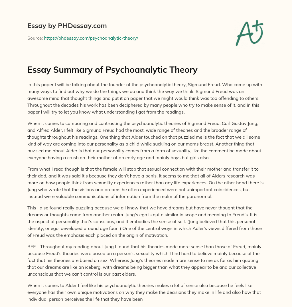 thesis about psychoanalytic theory