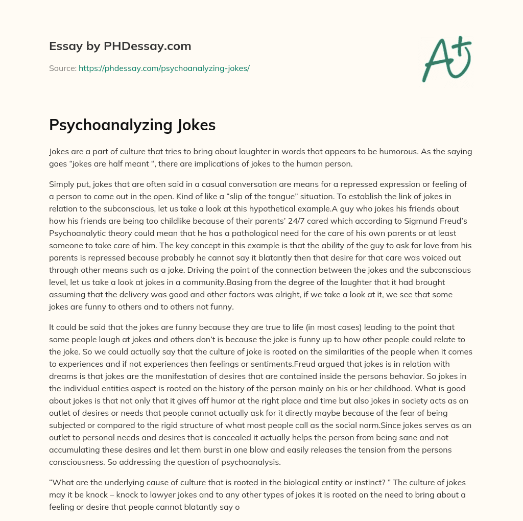 Psychoanalyzing Jokes essay