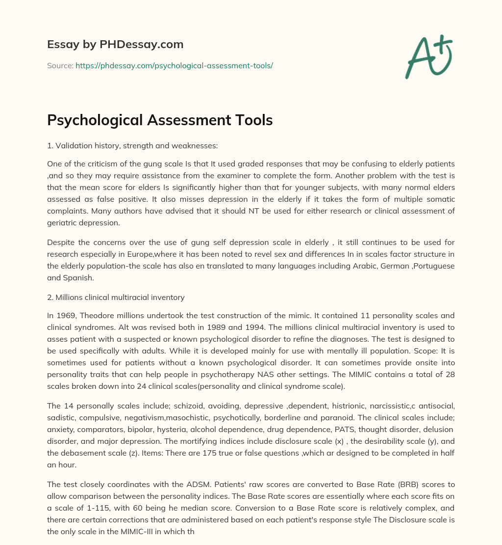 what is psychological assessment essay