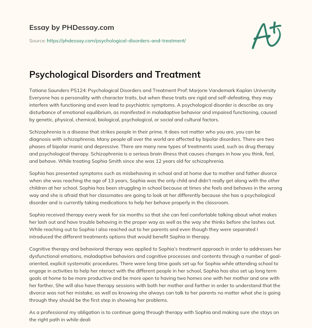essay on psychological disorders