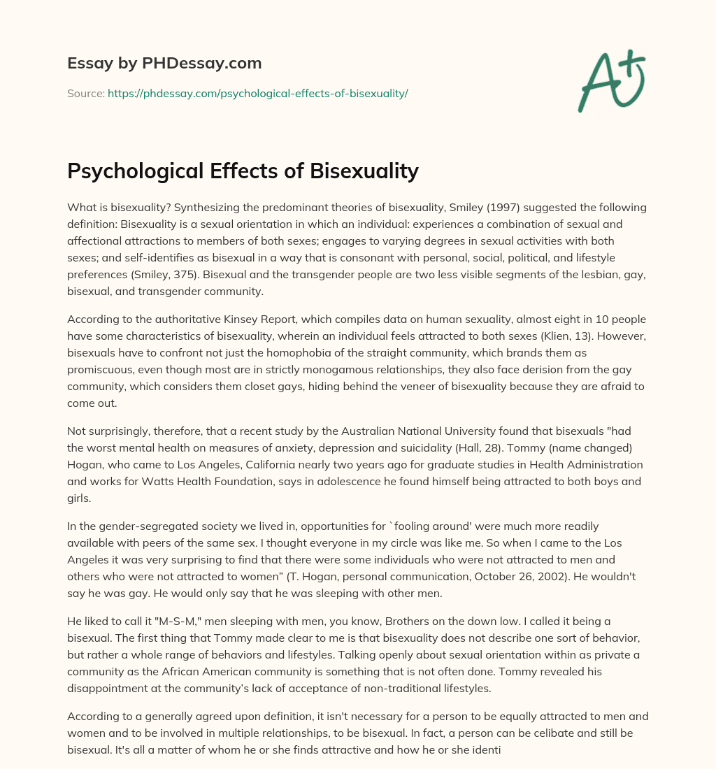 Psychological Effects of Bisexuality essay