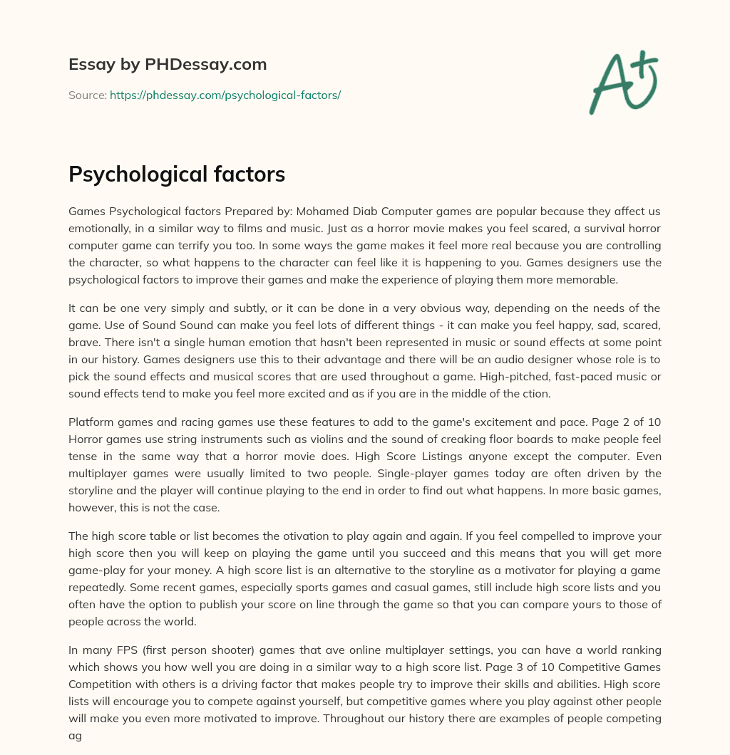 Psychological factors essay