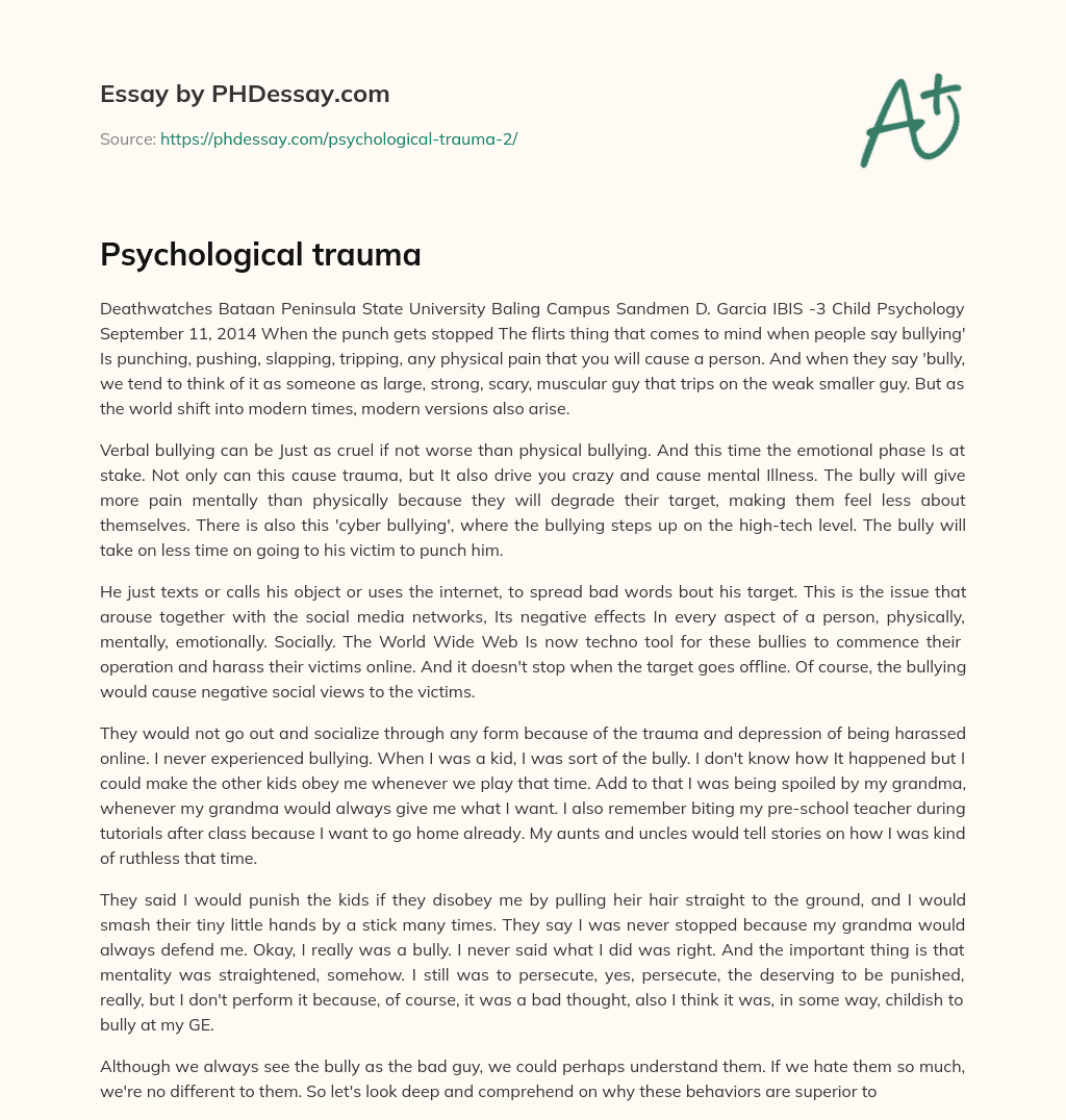 Psychological trauma essay