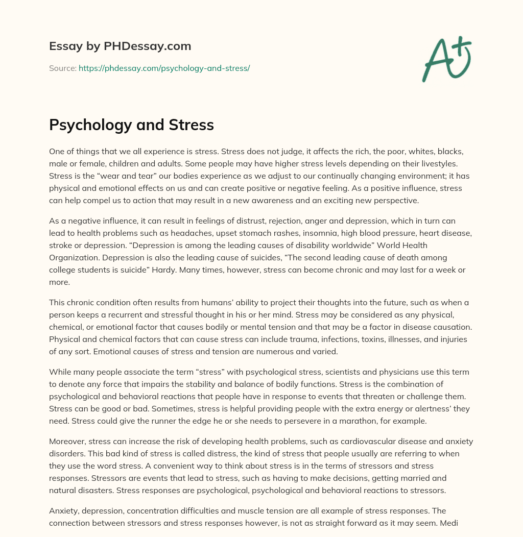 stress essay psychology