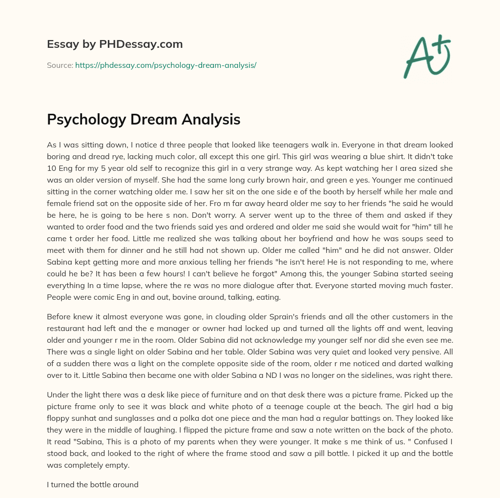 dream analysis research paper