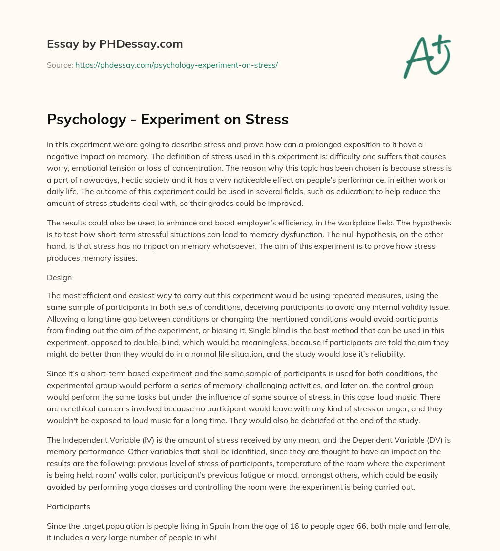 stress psychology essay