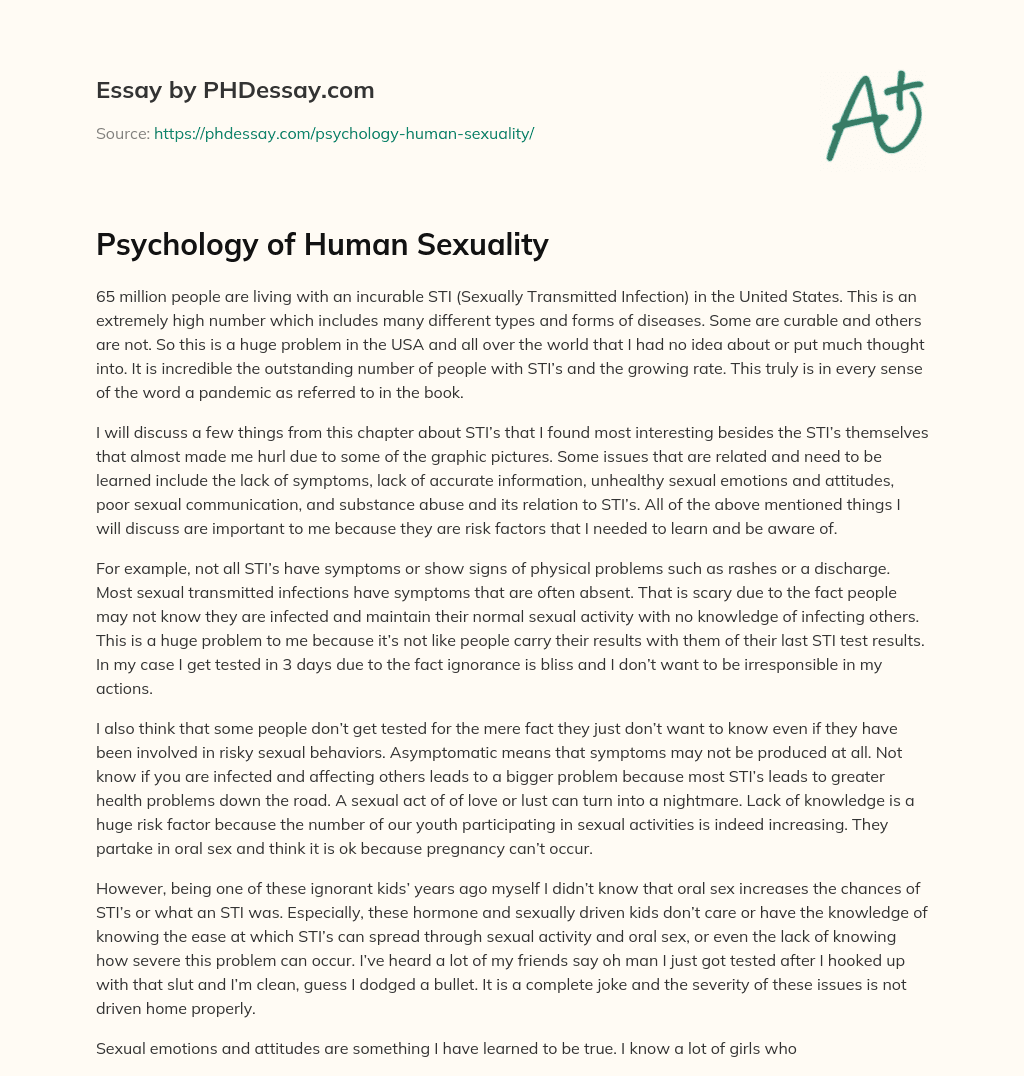 Psychology of Human Sexuality essay
