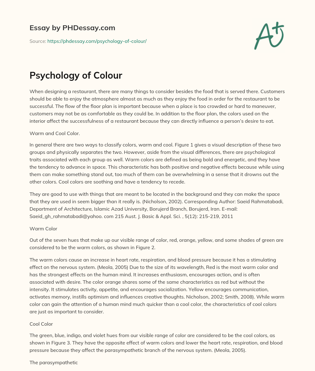 Psychology of Colour essay