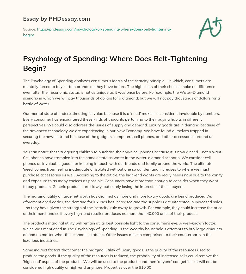 Psychology of Spending: Where Does Belt-Tightening Begin? essay