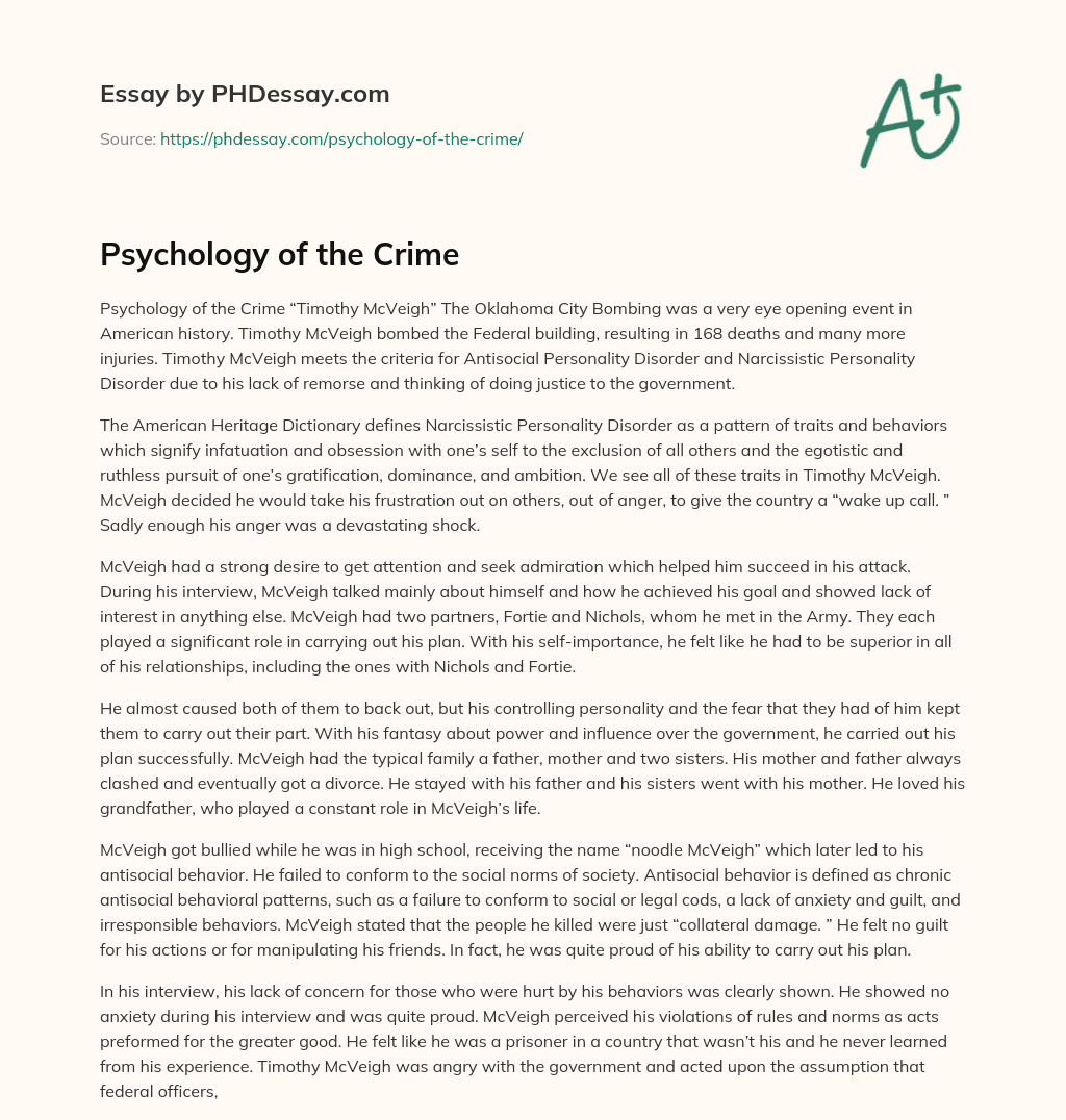 Psychology of the Crime essay