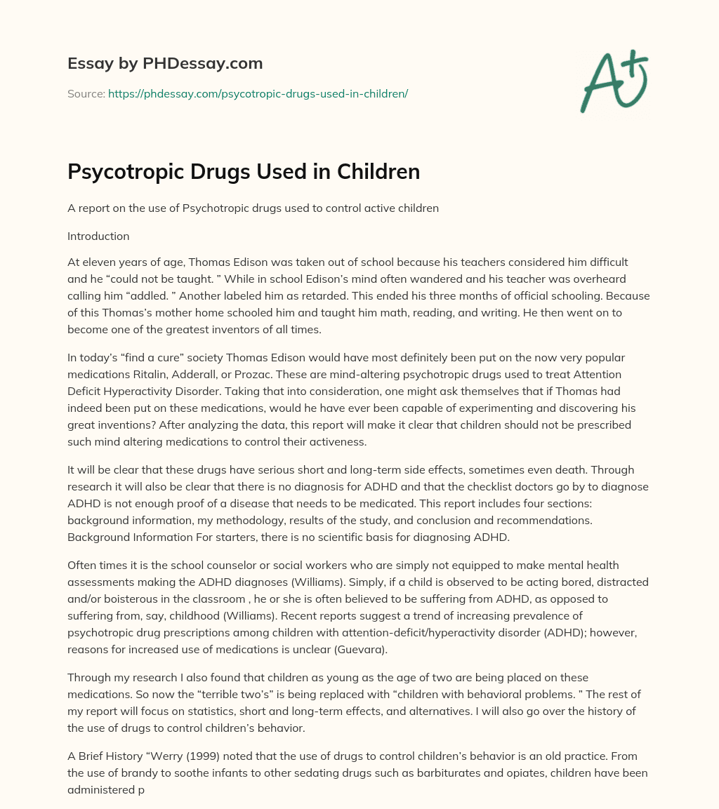Psycotropic Drugs Used in Children essay
