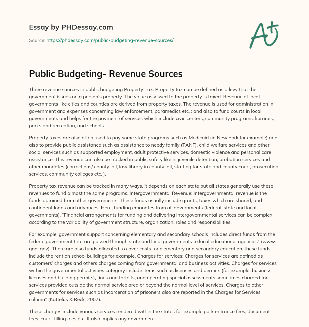 Public Budgeting- Revenue Sources essay
