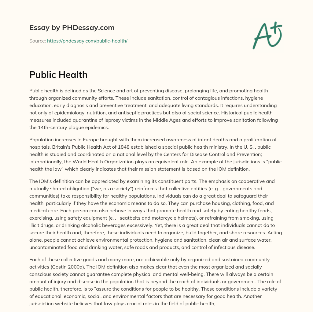 Public Health essay