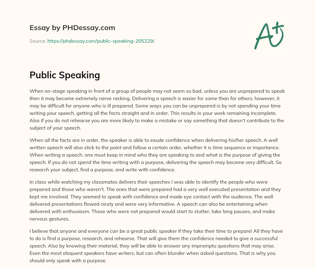 history of public speaking essay