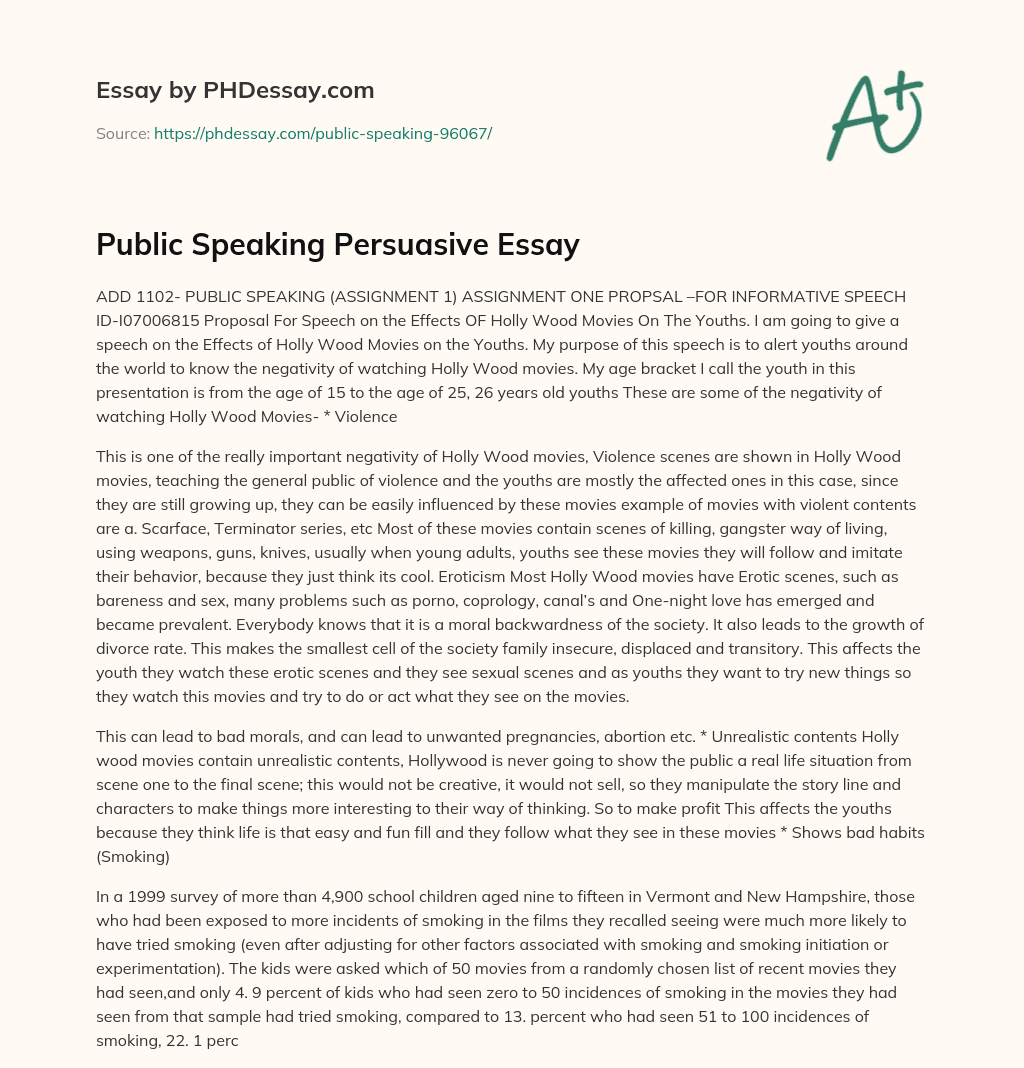 Public Speaking Persuasive Essay essay