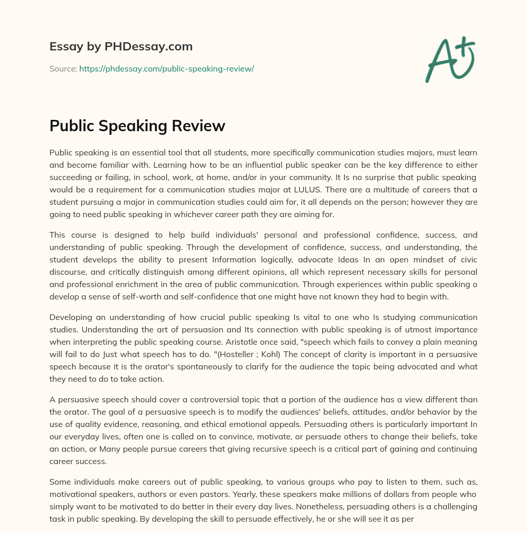 Public Speaking Review essay