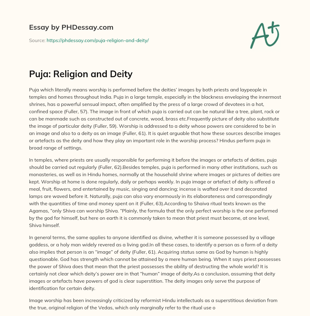 Puja: Religion and Deity essay
