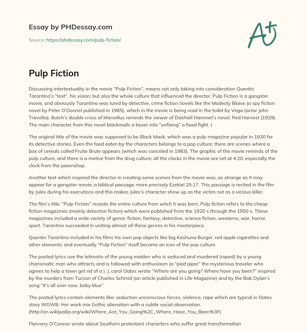 pulp fiction postmodernism essay