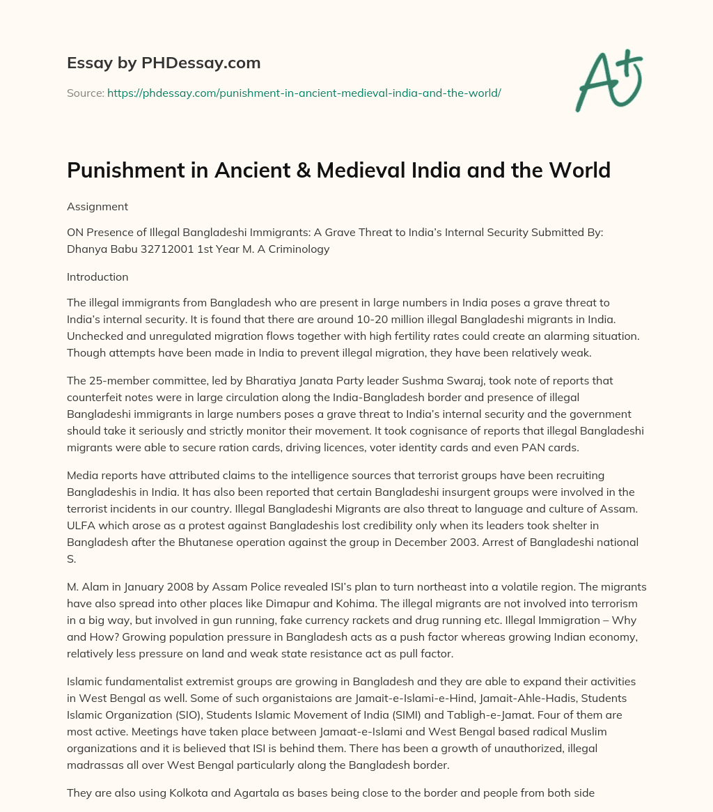 Punishment in Ancient & Medieval India and the World essay