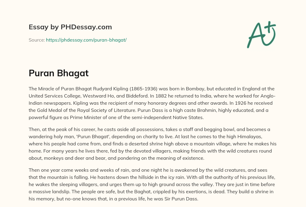 Puran Bhagat essay