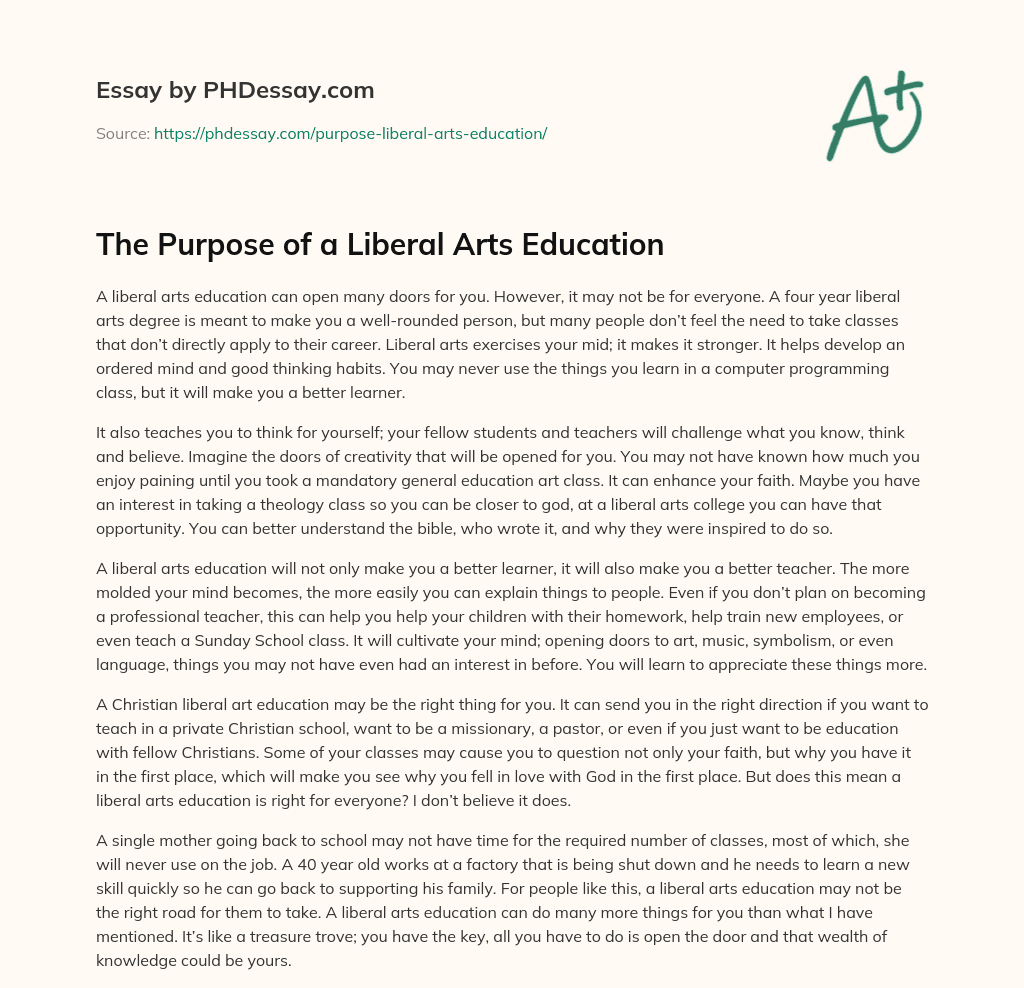 importance of liberal arts education essay