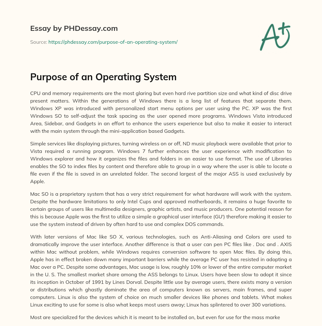 define operating system essay