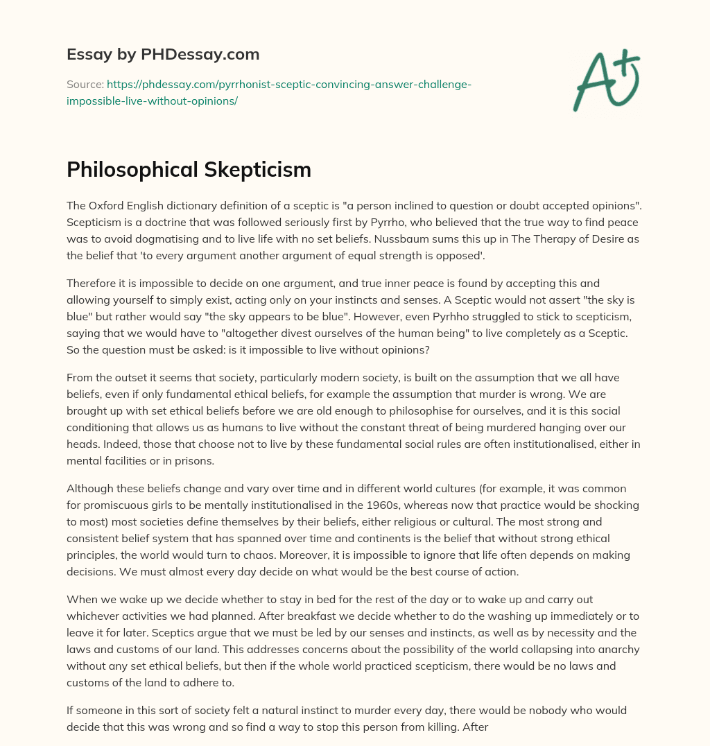 Philosophical Skepticism essay