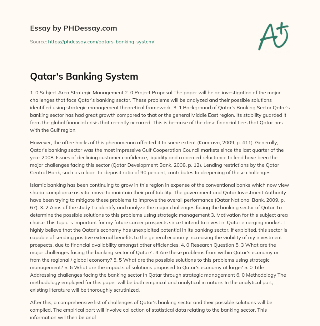 Qatar’s Banking System essay