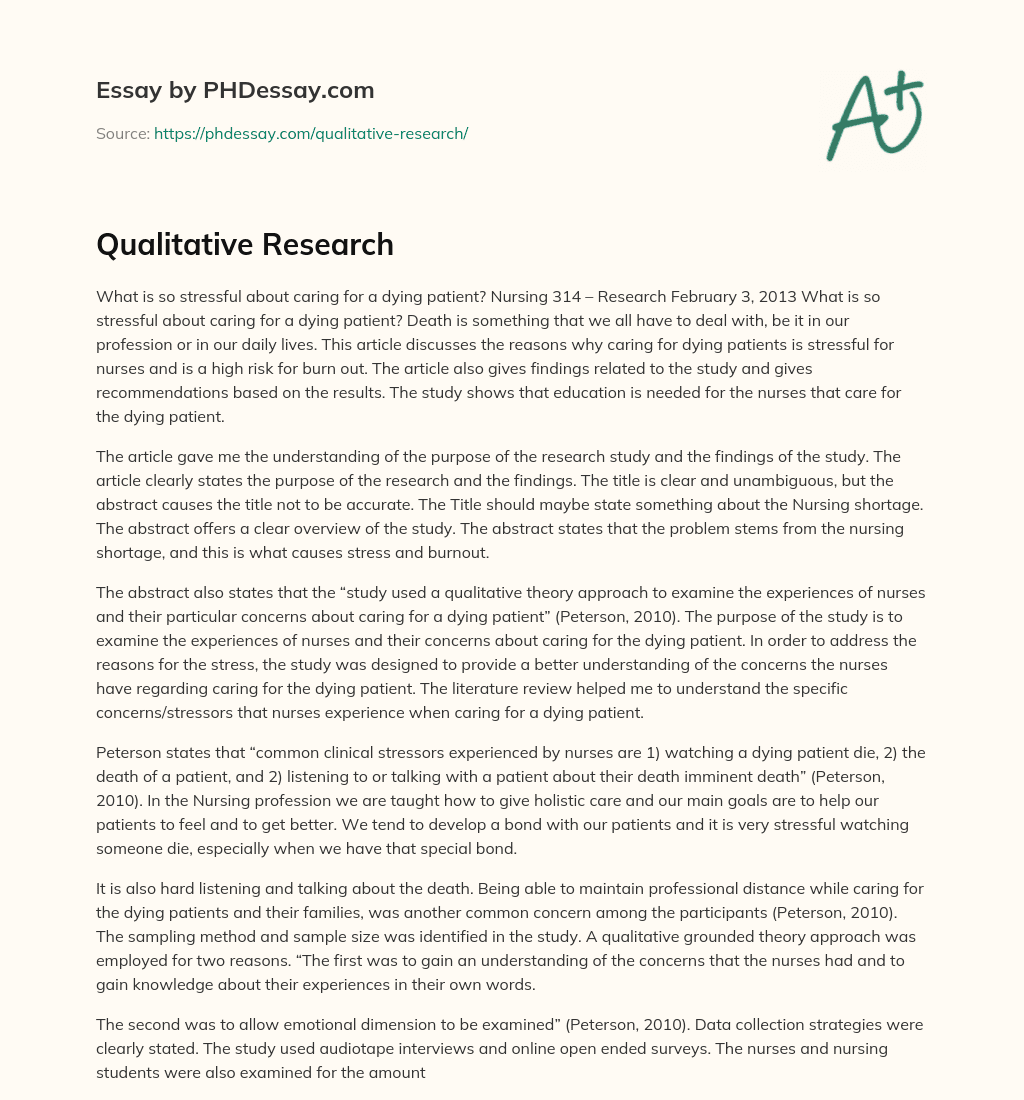 Qualitative Research essay