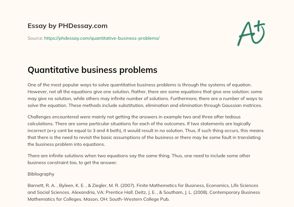 Quantitative business problems essay