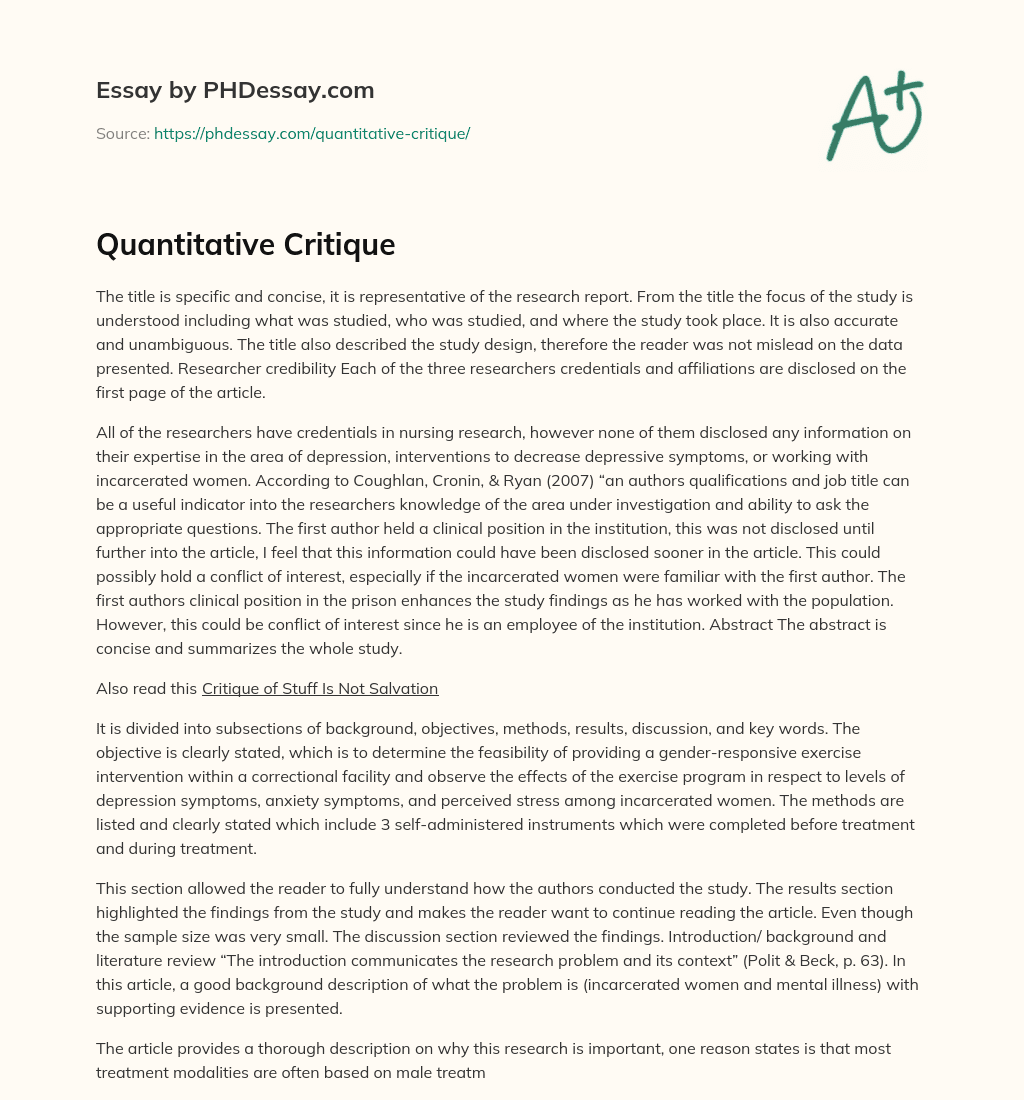 Quantitative Critique