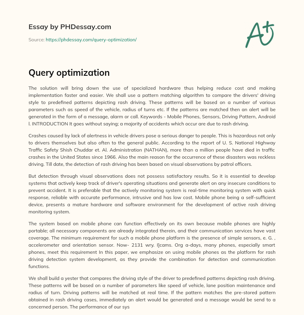 Query optimization essay