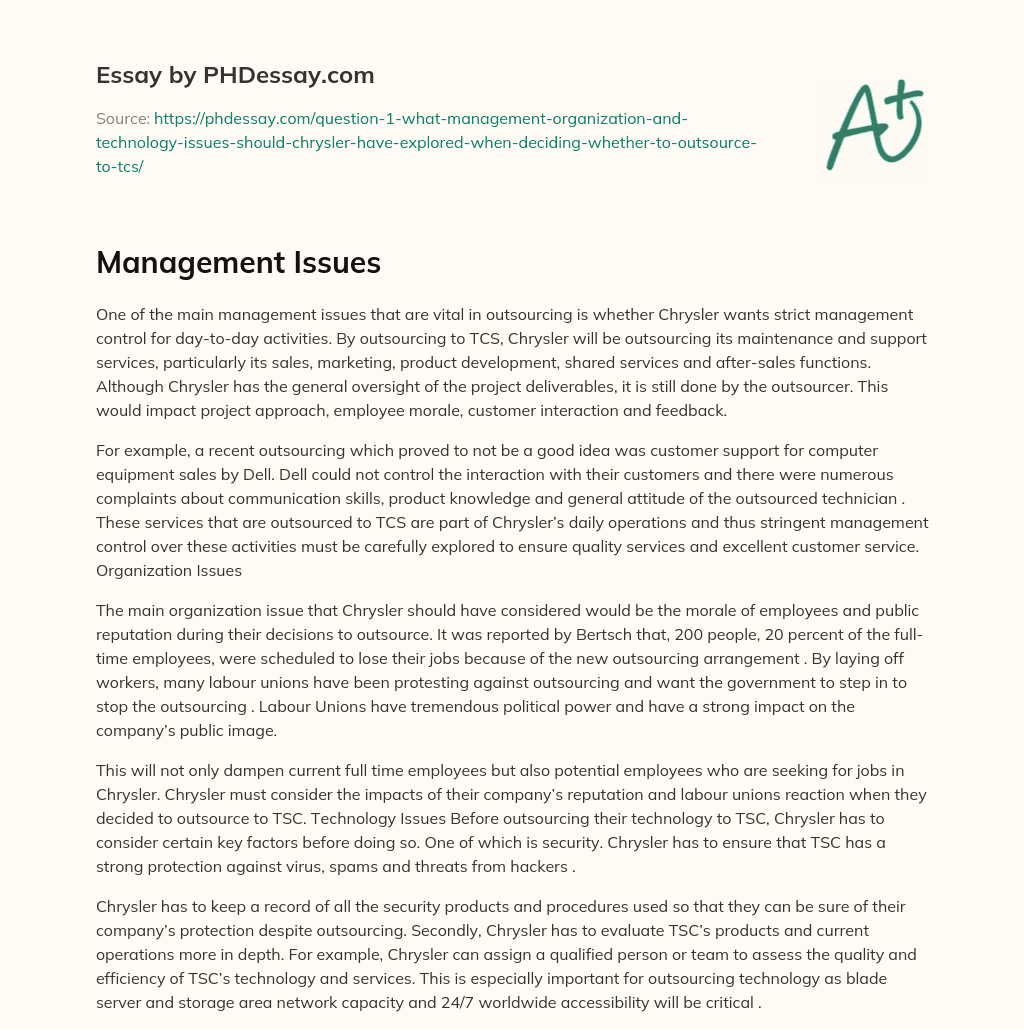Management Issues essay