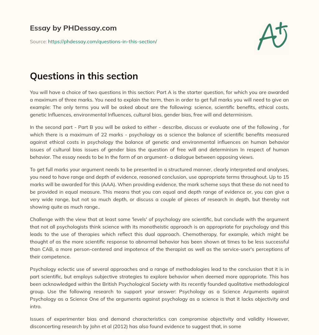 Questions in this section essay