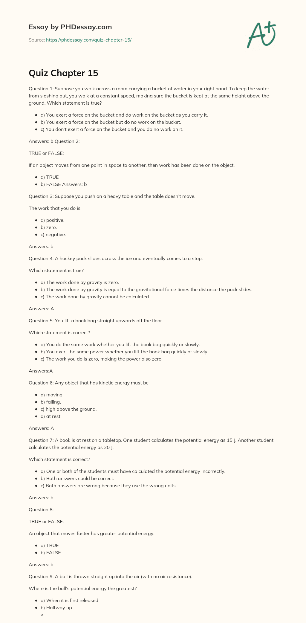 Understanding Work and Movement of Objects essay