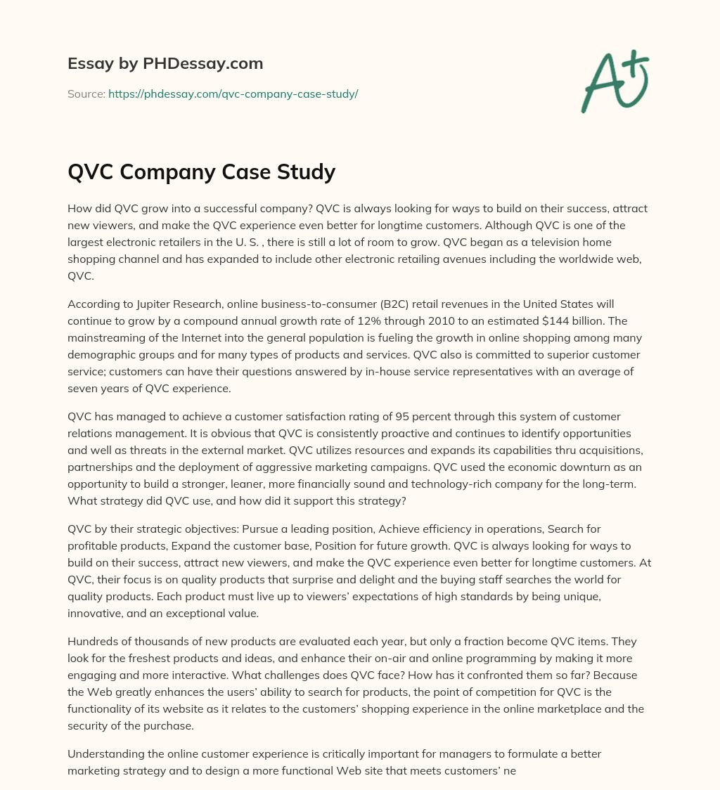 QVC Company Case Study essay