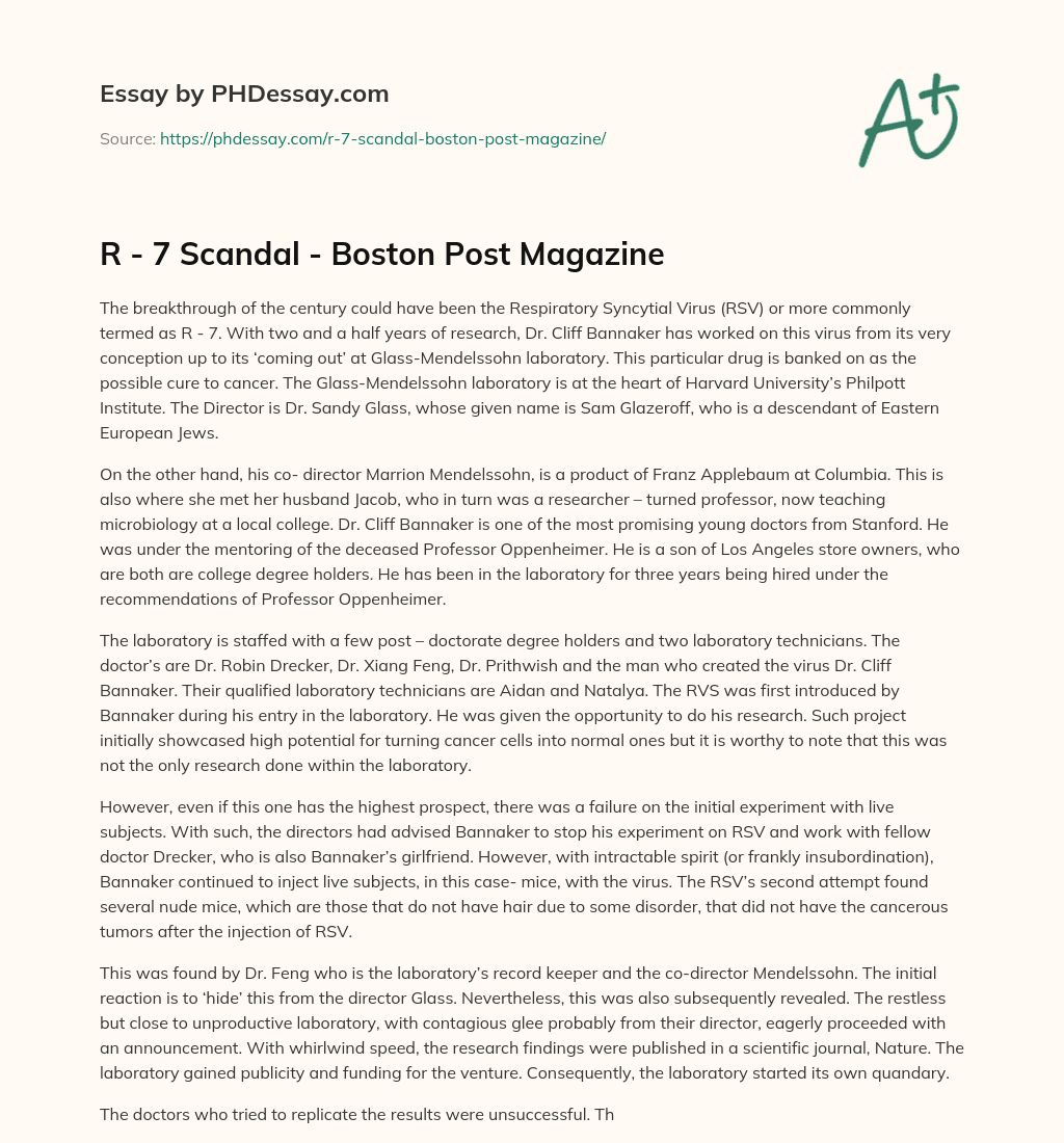 R – 7 Scandal – Boston Post Magazine essay