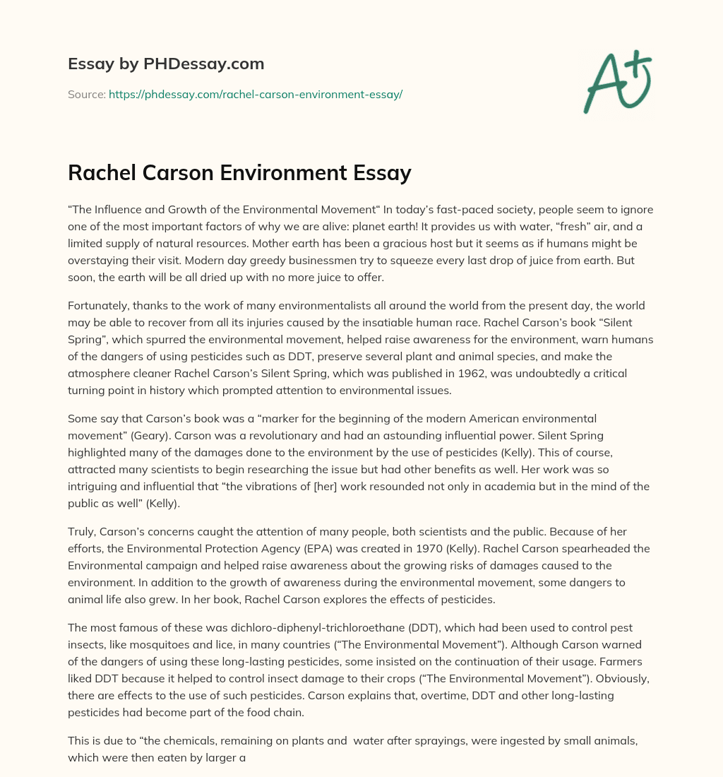Rachel Carson Environment Essay essay