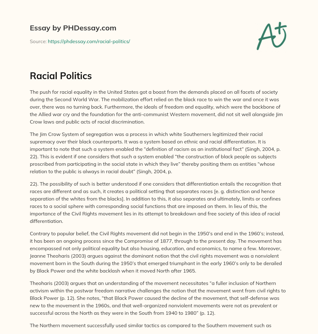 Racial Politics essay
