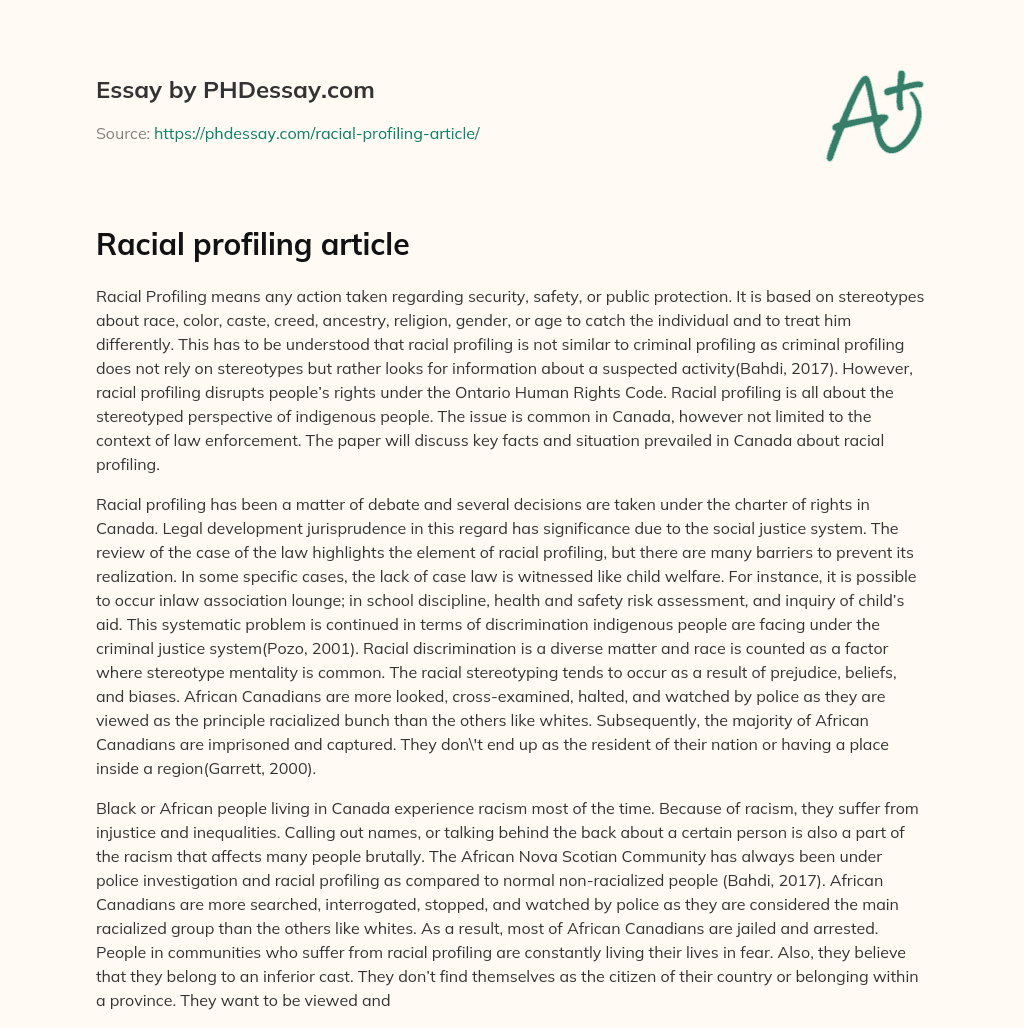 Racial profiling article essay