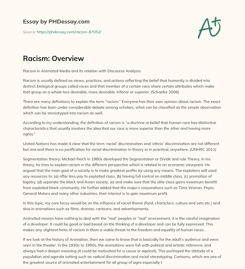 Racism: Overview essay