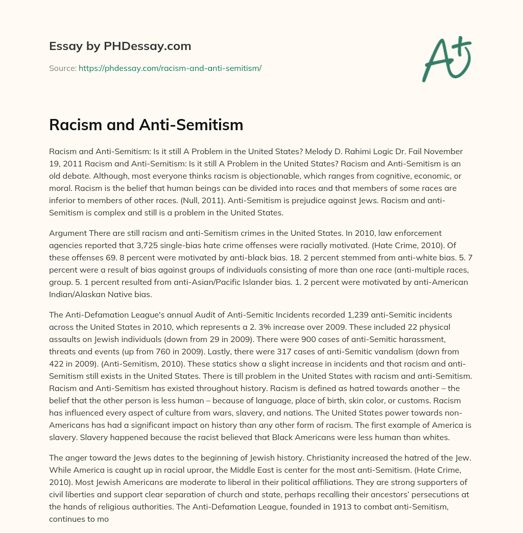 Racism and Anti-Semitism essay