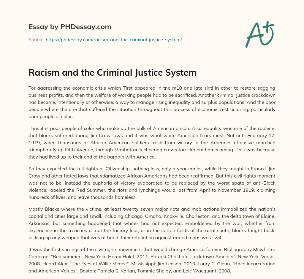 Racism and the Criminal Justice System essay