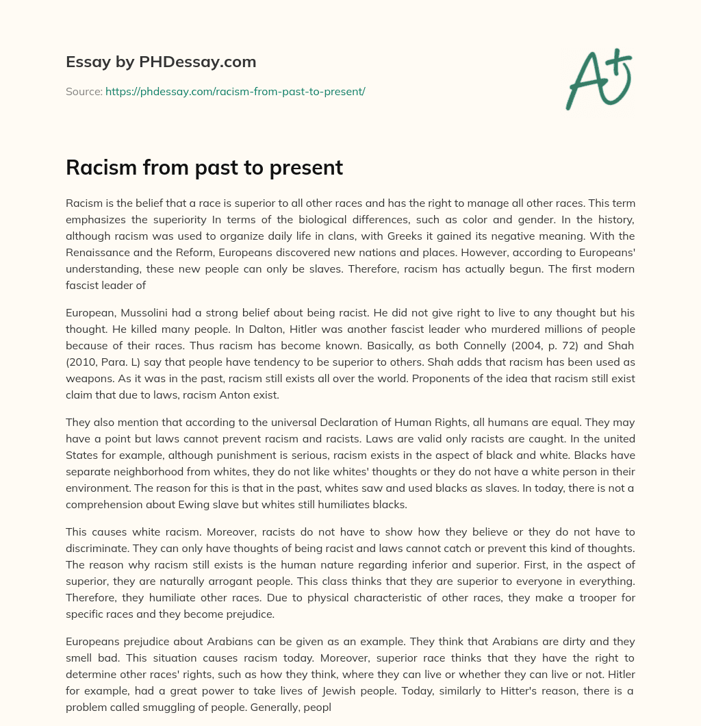 Racism from past to present essay