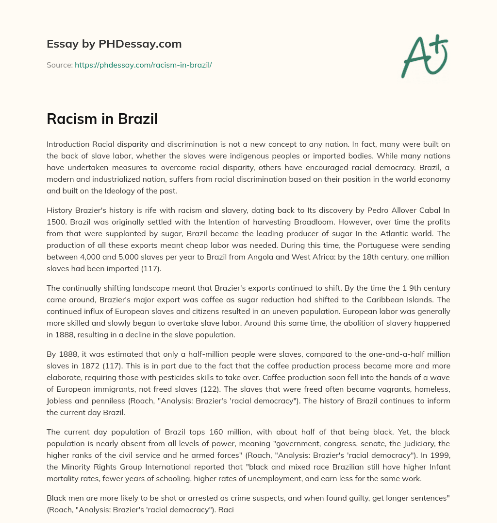 Racism in Brazil essay