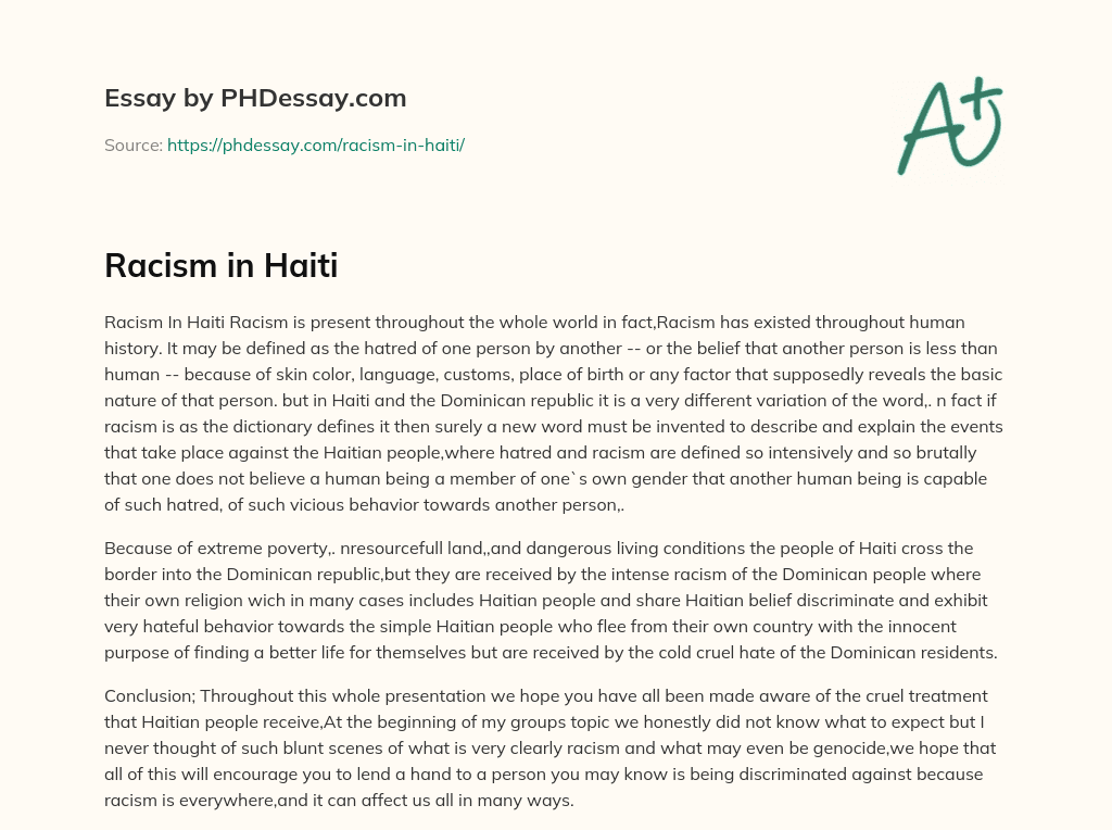 Racism in Haiti essay
