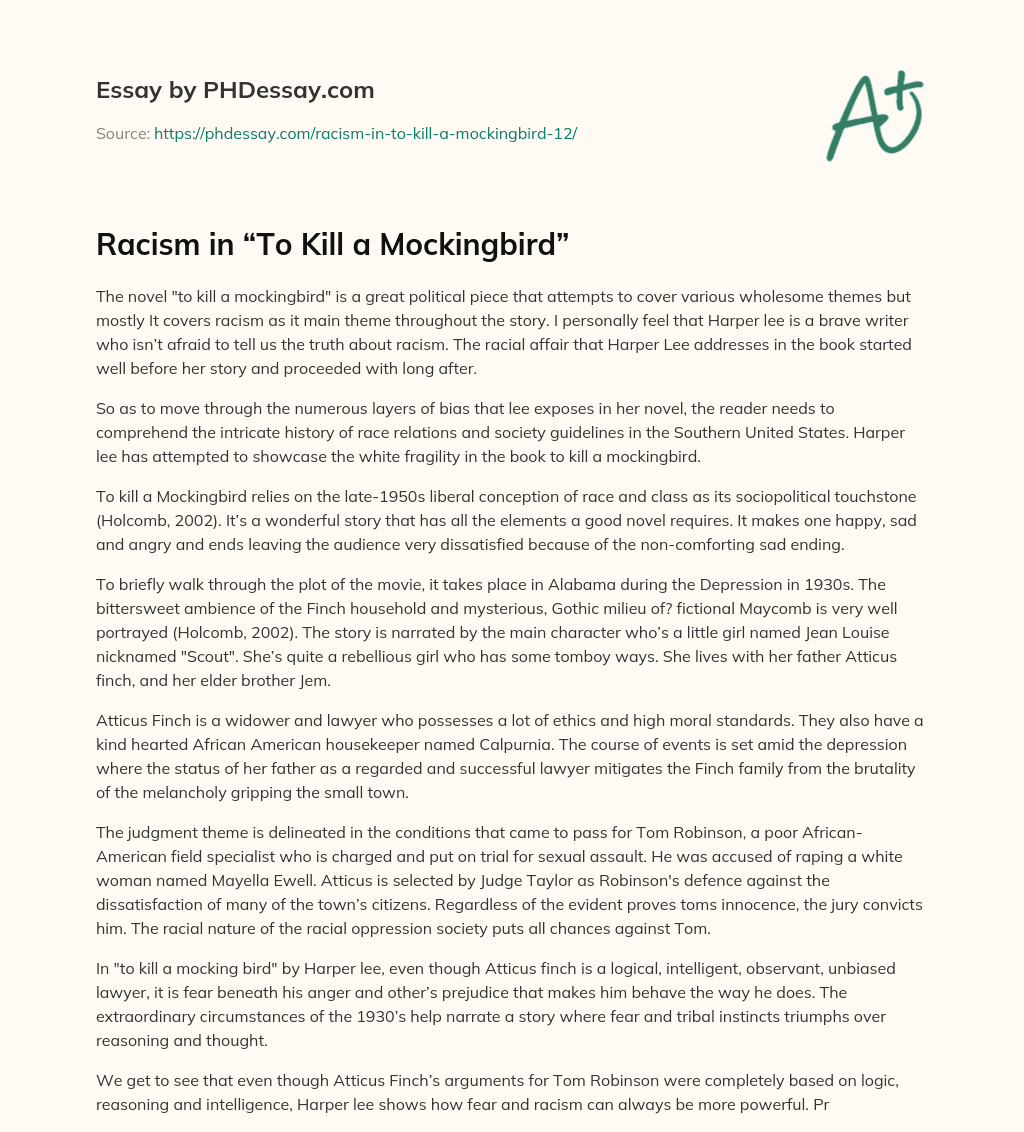 Racism in “To Kill a Mockingbird” essay