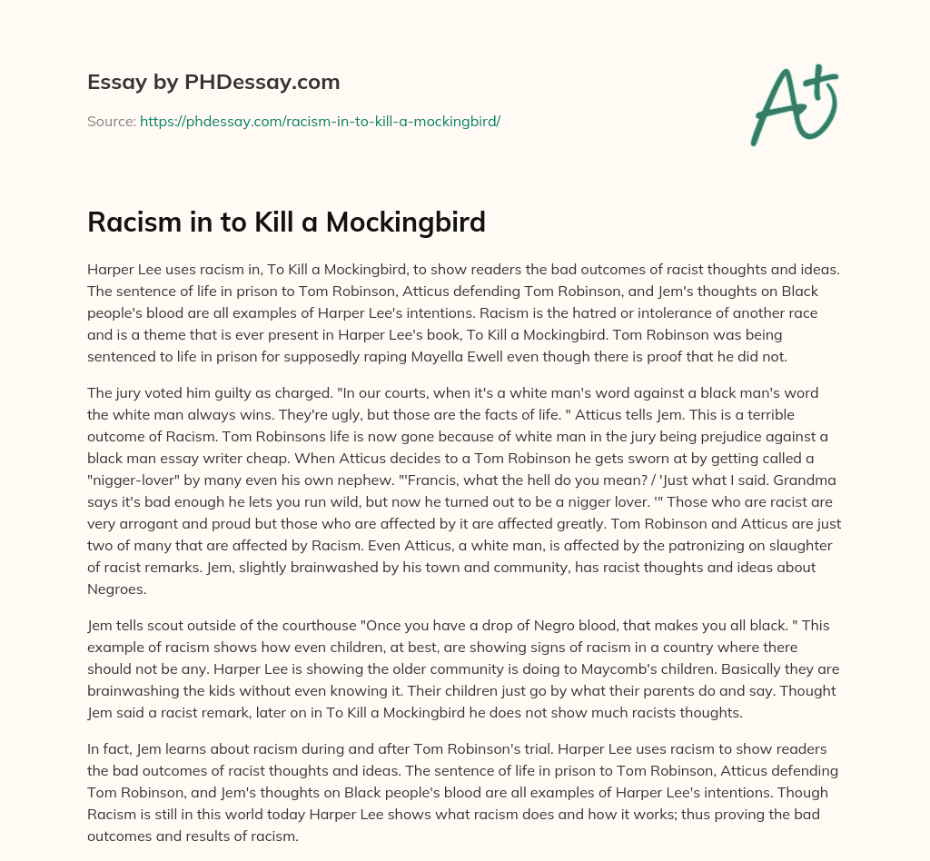Racism in to Kill a Mockingbird essay